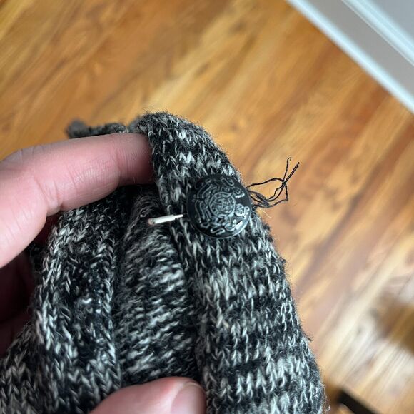 J Crew Cardigan S Black Gray Heathered Merino Wool Blend Button Zip Pockets - Picture 8 of 8